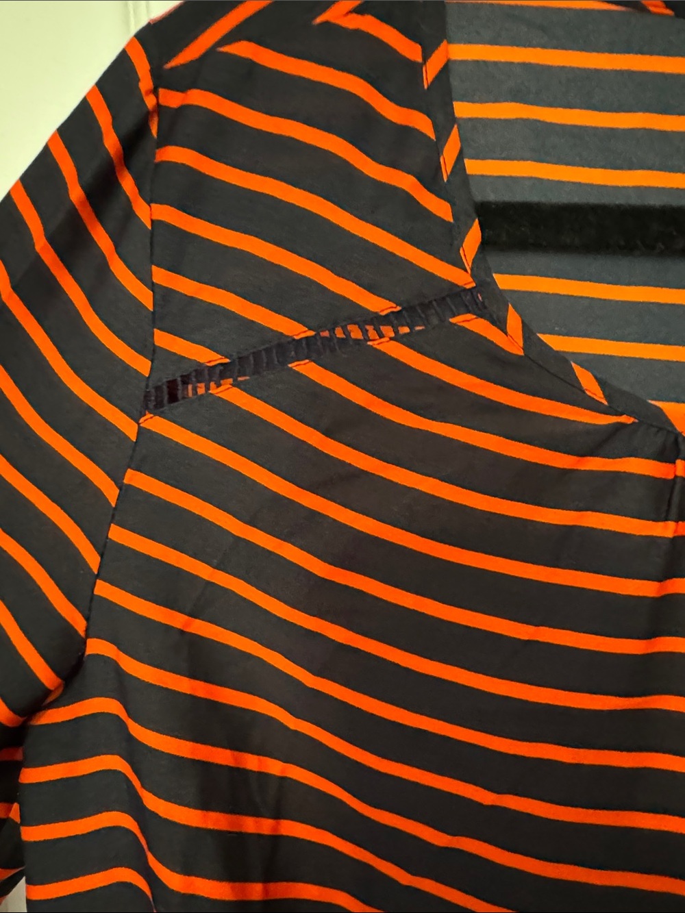 J. Crew Women’s Navy & Orange Striped Scoop Neck Blouse - Picture 4 of 7